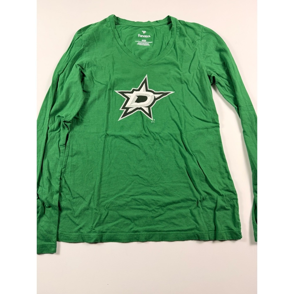 Fanatics Dallas Stars Womens Green Long Sleeve V-Neck T-Shirt Medium NHL Hockey